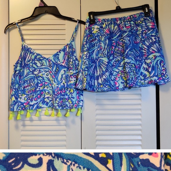 Lilly Pulitzer Dresses & Skirts - Lilly Pulitzer Ramona Crop Top Set Brilliant Blue 00